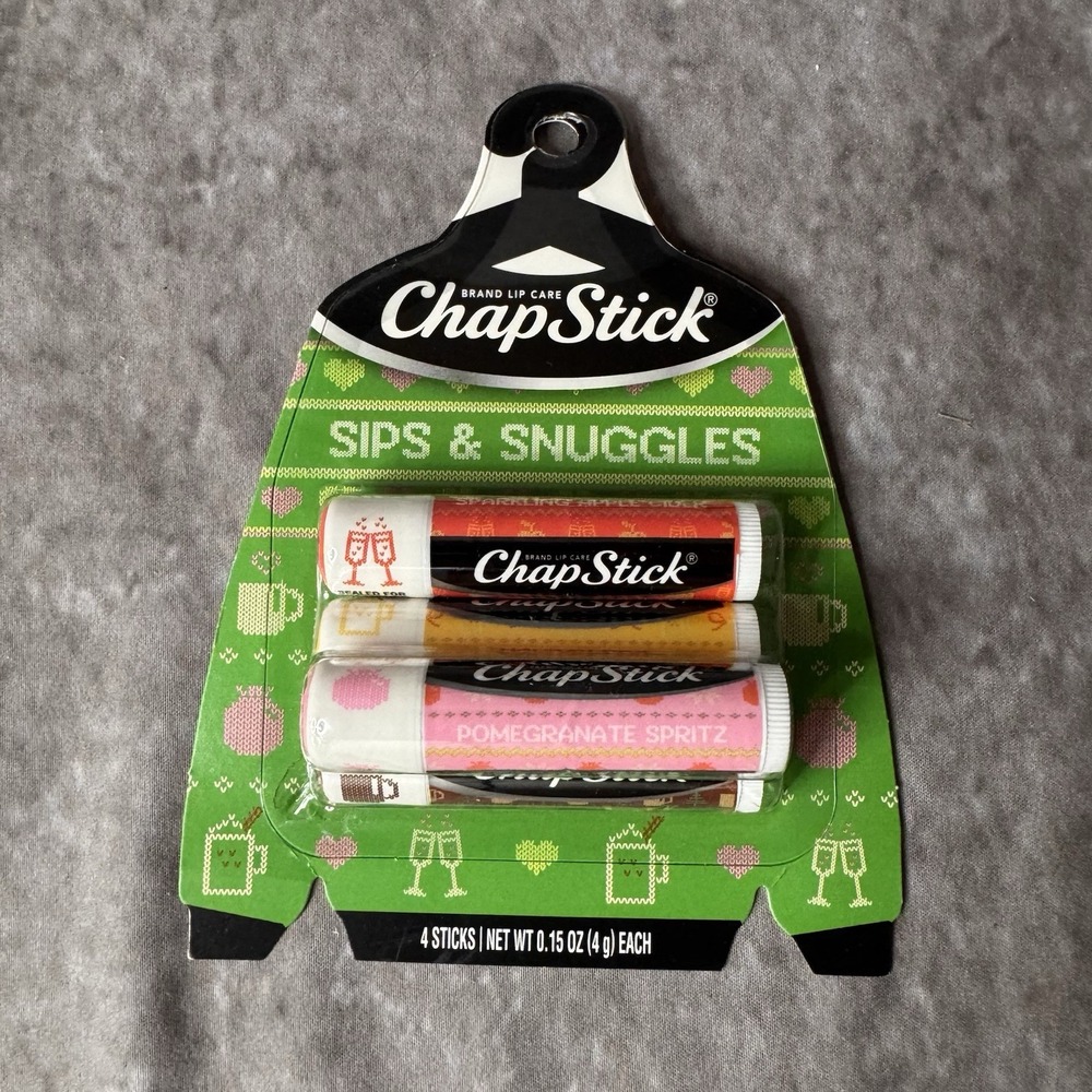 New Chapstick Holiday Ugly Sweater Lip Balm Sips & Snuggles 0.15oz/4ct